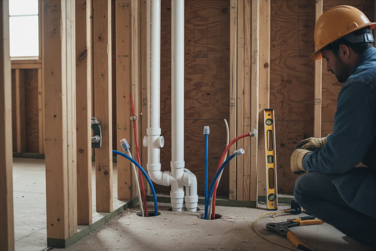 Drain and supply rough-in during Drain Cleaning in Lake Hamilton