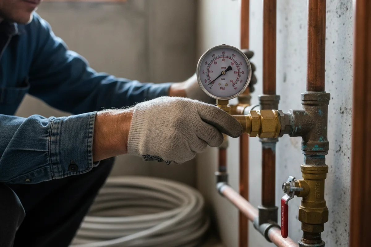 Pressure testing a repaired line during Water Line Repair in Lake Hamilton